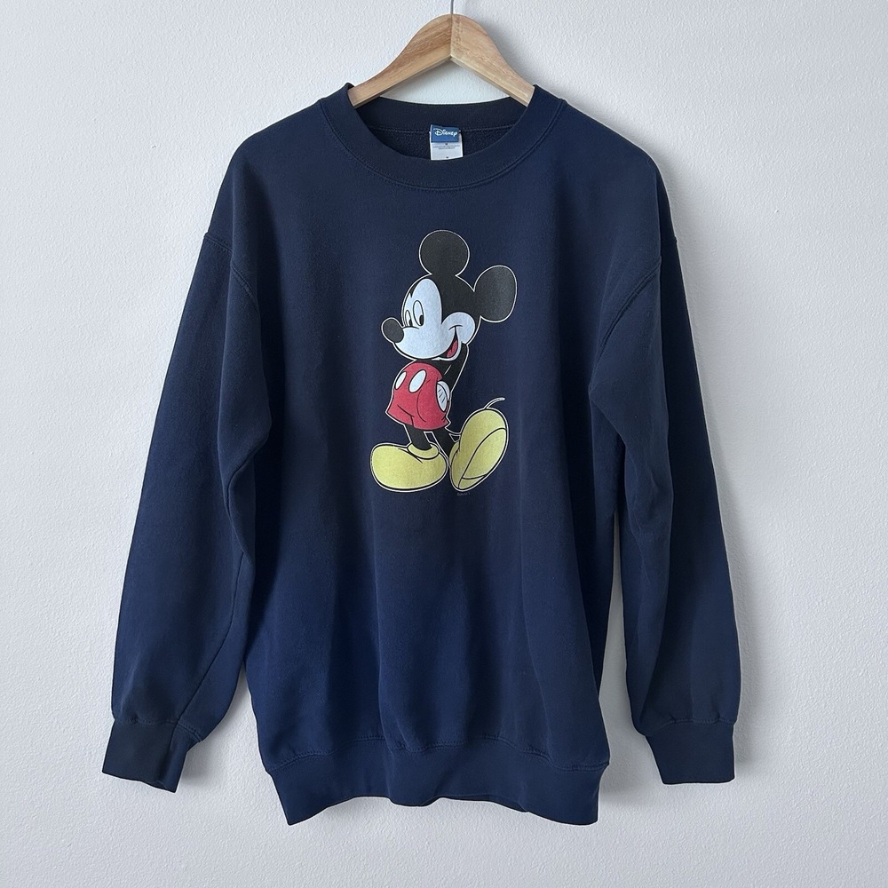 Disney‎ Mickey Mouse Sweatshirt Womens Medium Navy Blue Crewneck Pullover